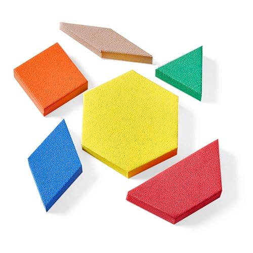hand2mind Bloques de patrón de espuma, formas geométricas para niños, juego de patrones, bloques de patrones para niños pequeños, formas para jardín