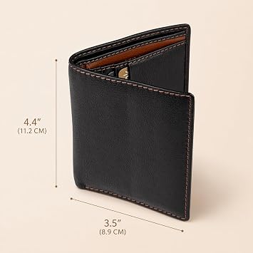 Theodore Men's Black Leather Wallet – Vertical 2 Fold Card Holder with 10 Card Slots & Cash Compartment - Modern RFID Technology for Added Security