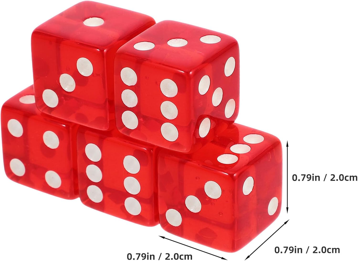 5pcs Red Transparent Dice Jumbo Six-Sided Game Dices for Party Board Game Props and Math Teaching Fun Replacement Cubes for Gathering and Scene Layout