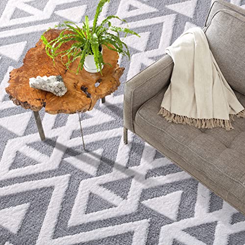 Ompaa Ultra Soft Shaggy Rugs Memory Foam Bedroom Carpet, Grey 5 X 8 Feet, Plush Geometric Textured Area Rugs For Living Room Couch Dorm Bedside Kids Girls Teens Room Nursery Decor Floor Mat #TOP6