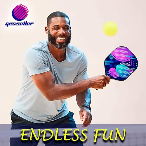 Miniatura 6 de Paletas de pickleball - Superficie ligera de fibra de carbono - Juego de 2 raquetas, 4 bolas de pepinillo y bolsa - para principiantes y