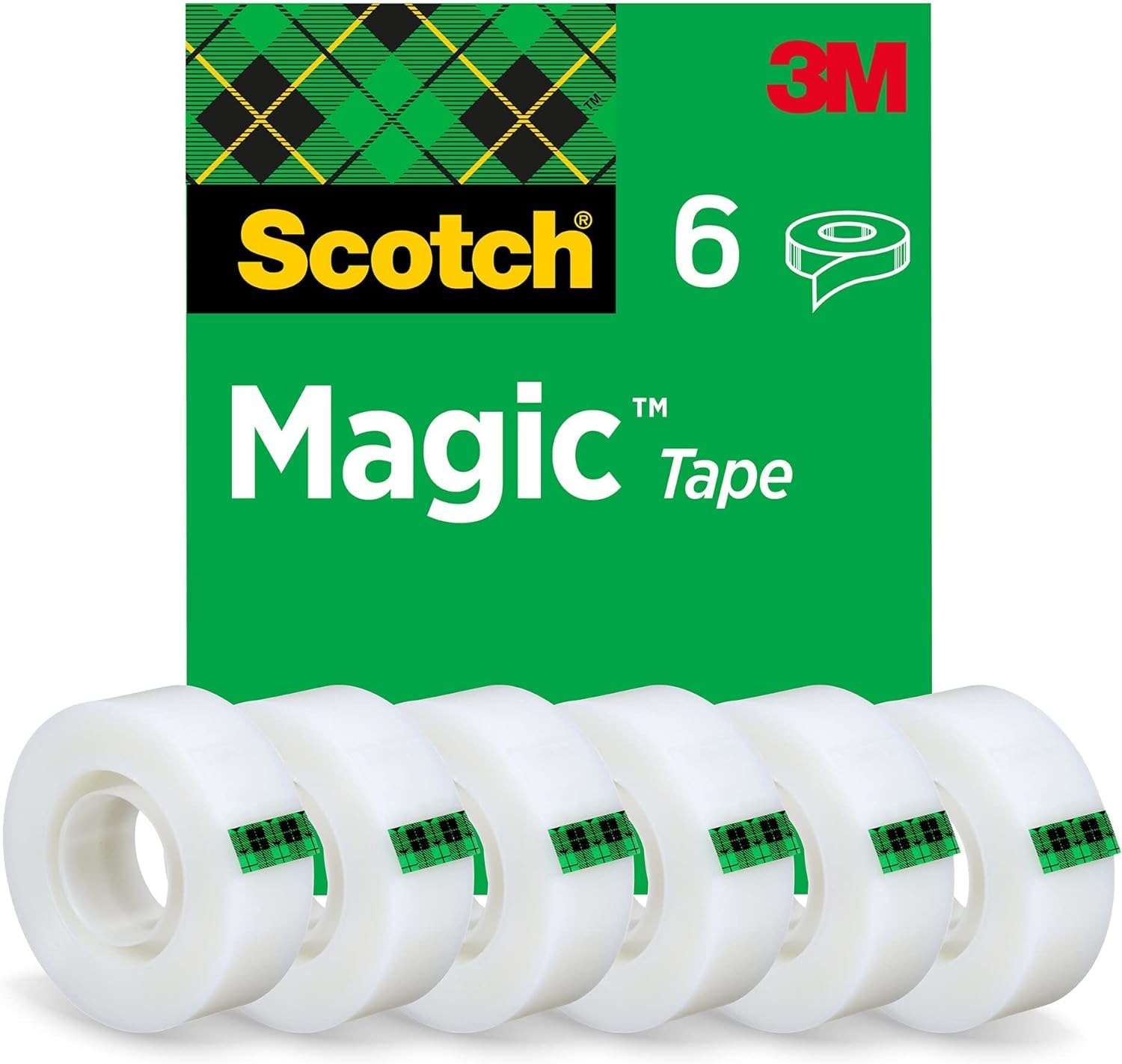 Scotch Nastro adesivo Magic - 6 Rotoli da 19 mm x 33 m - Nastro Trasparente Opaco e Scrivibile Ottimo per Casa, Ufficio e Scuola