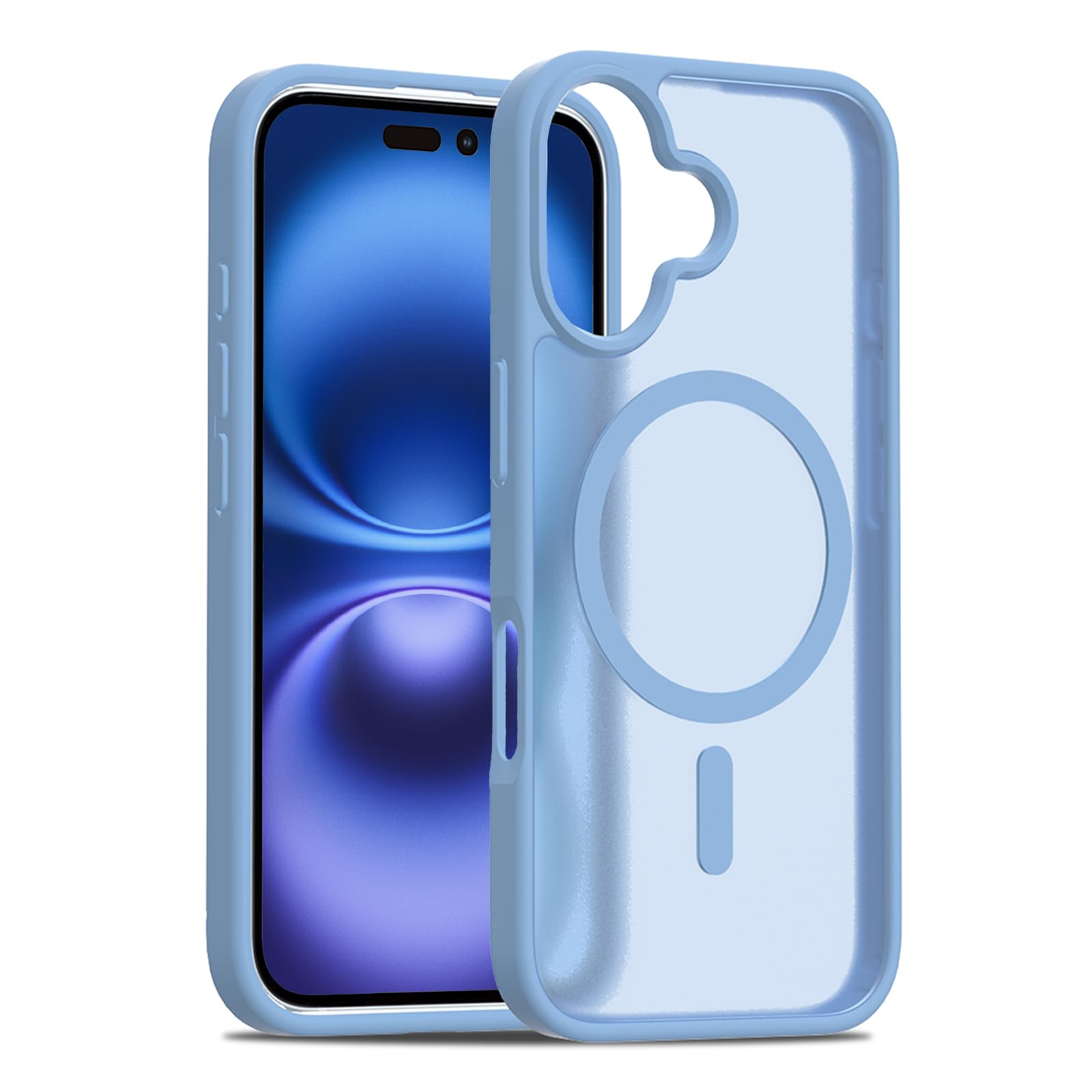 Magnetic for iPhone 16 Case [Mil-Grade Drop Protection] [Compatible with Magsafe] Shockproof Slim Translucent Matte Protective Phone Case - Light Blue