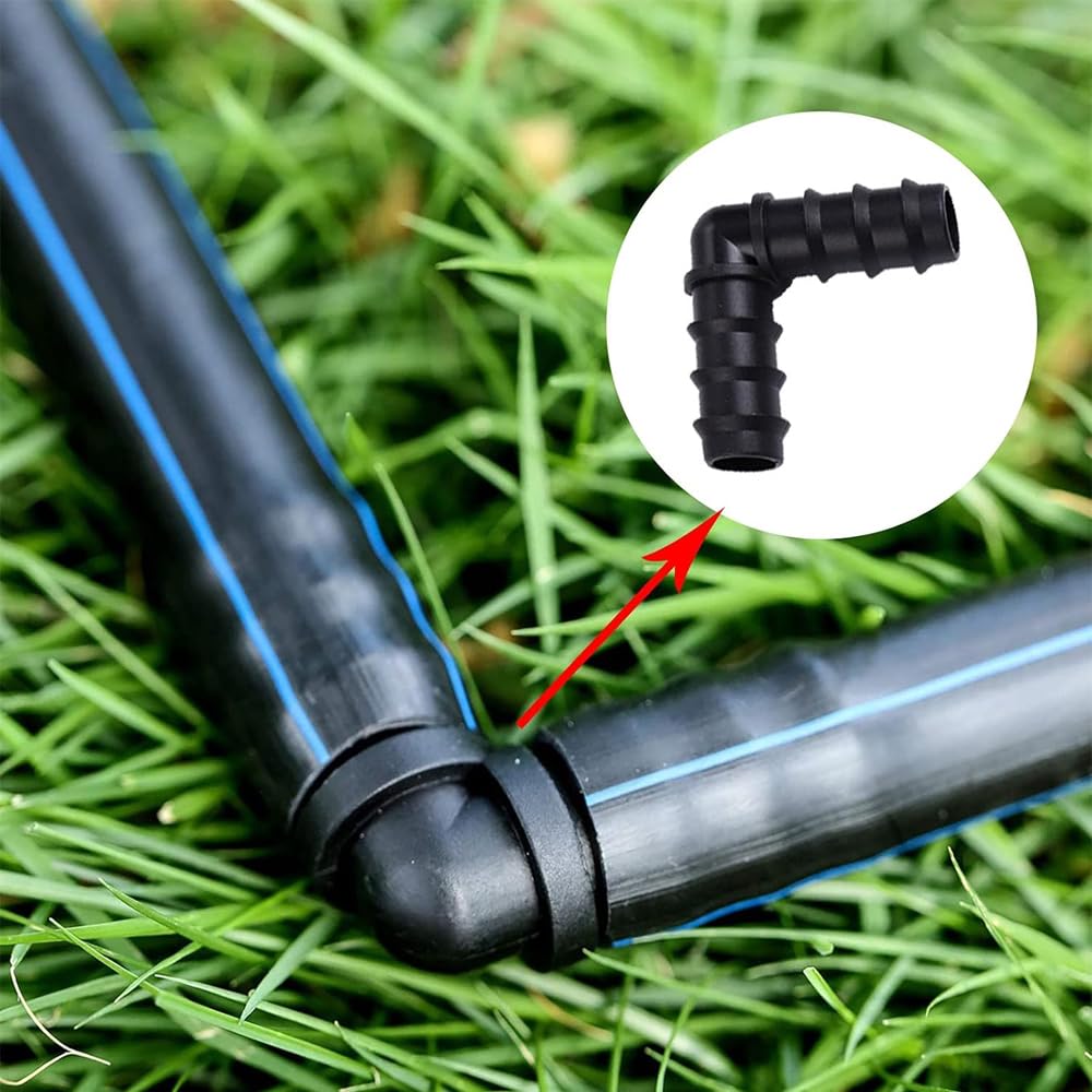 Suinga Codo Riego por Goteo 16 mm | Pack 2000 Conector en L para Tuberia de Polietileno | Enlace Acodado de Goteo Rapido para Manguera y Huerto | Accesorio Profesional Color Negro
