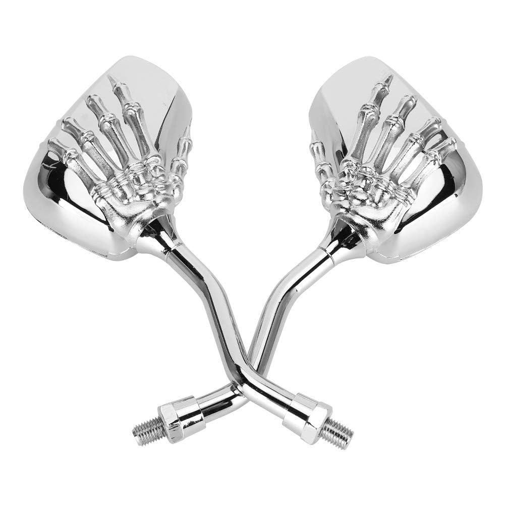 Specchietti retrovisori, 2 pezzi, filettatura 8 mm, 10 mm, cromati, universali, HD, moto, scheletro, manubrio manuale, riflettore per bicicletta, ATV, scooter, e-bike