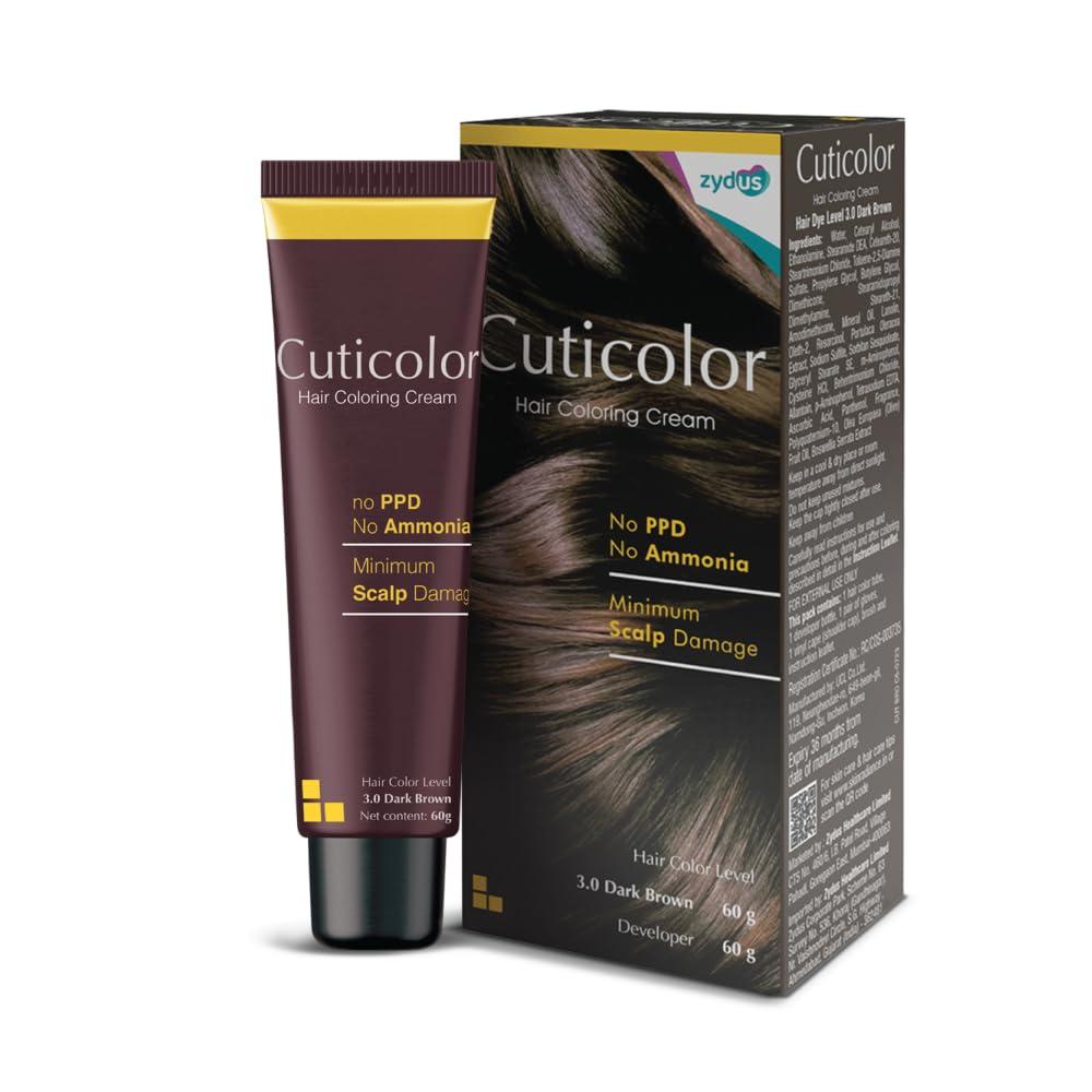 Permanent Hair Color with Skin Uv Moisturizing Cream (Dark Brown)