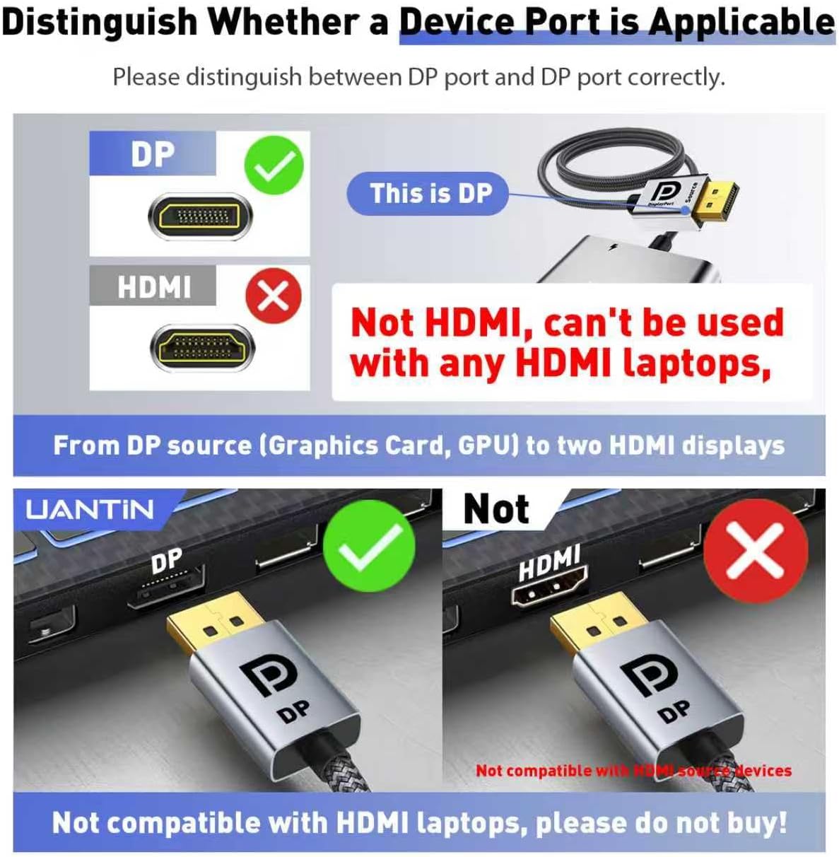 DisplayPort Splitter for 3 Monitors Extended Display | 4K 60Hz Display Port 1 in 3 Out, DP to Three DP MST Hub Adapter for PC, NVIDIA, AMD