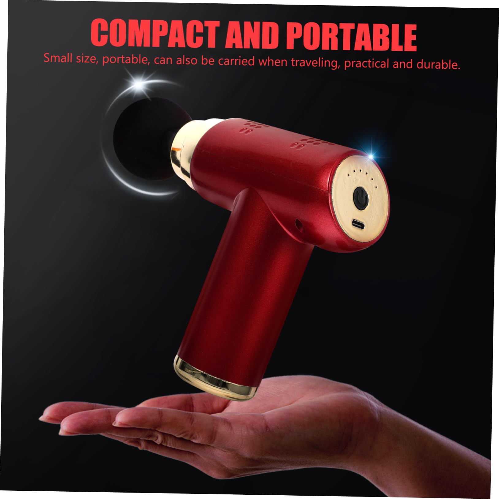 Mini Masajeador de Percusión Eléctrico Ajustable Rojo de 1 Set
