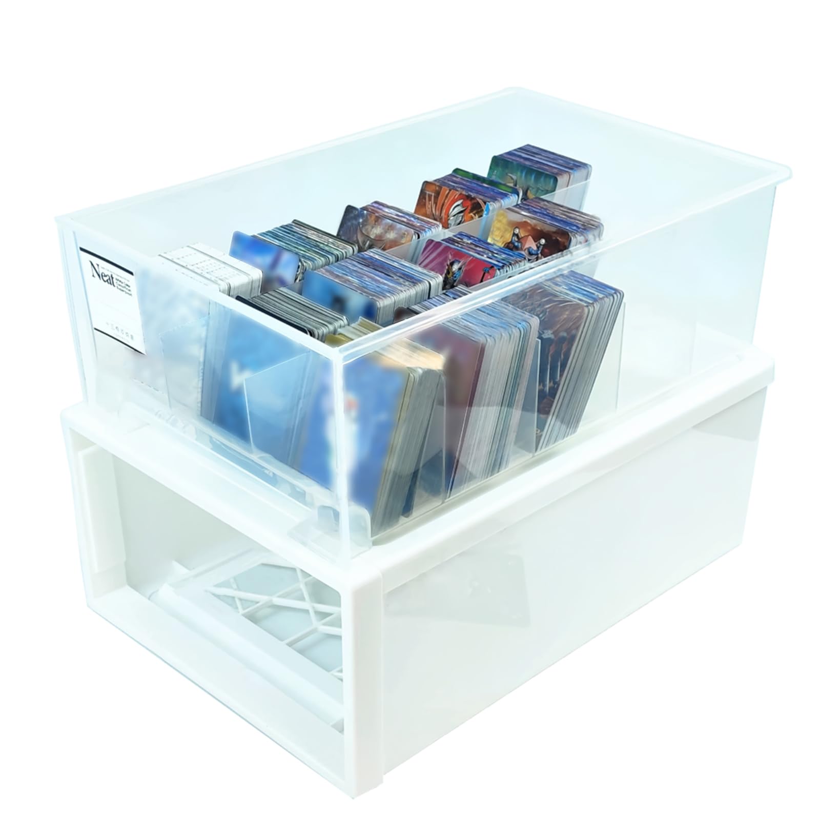 Msounehna 2400-Capacity Trading Card Storage Box Plastic- Stackable, Multi-Compartment Organizer for MTG,Loose Trading Card,and Sports Cards - Easy Sorting & Storage Solution