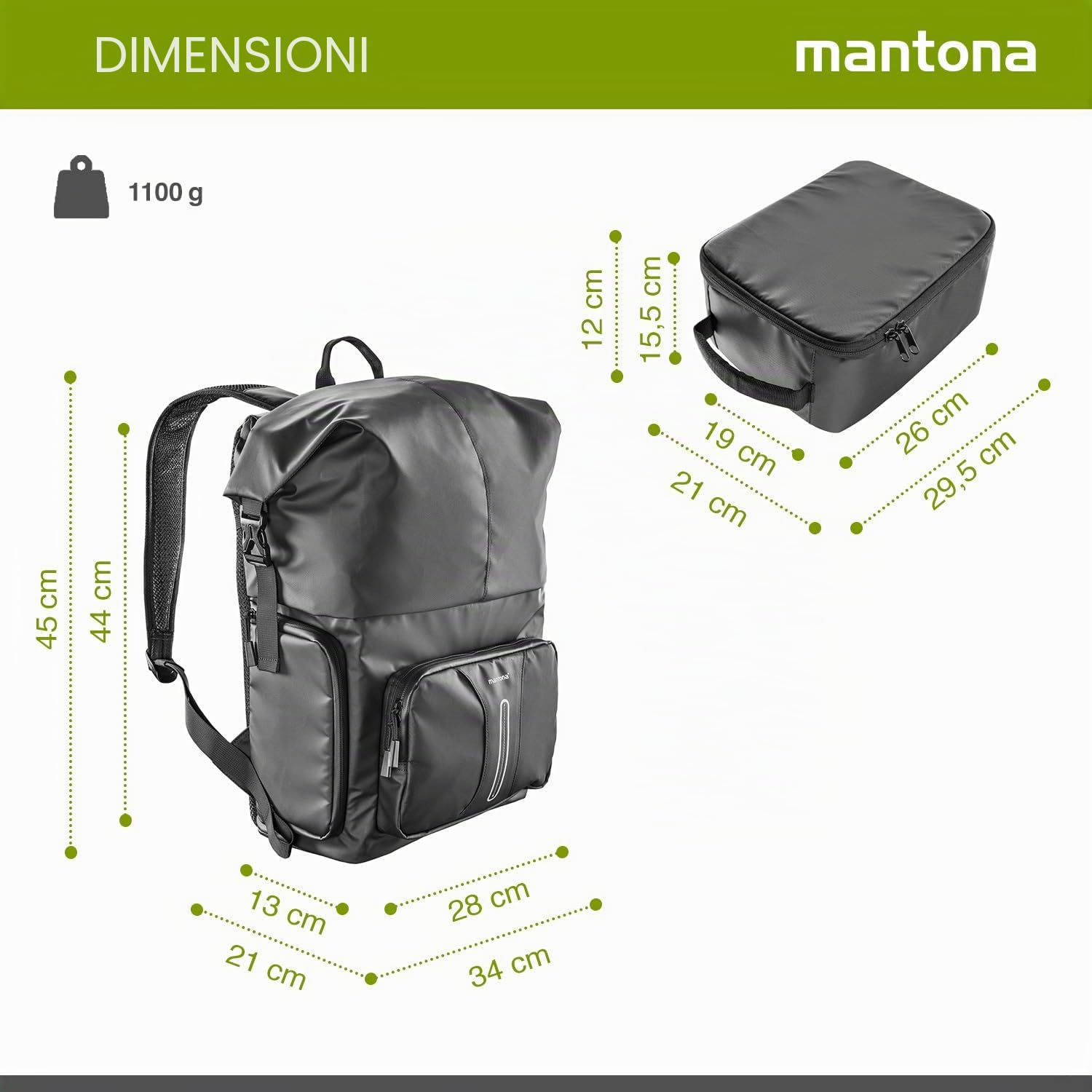 MANTONA Zaino per fotocamera SLR DSLR in materiale impermeabile con accesso rapido e chiusura a strappo