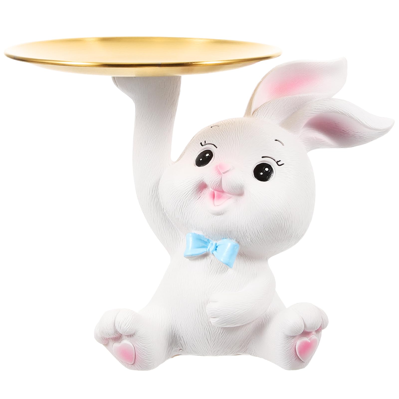 Unomor Rabbit Tray Ornament Nut Plate Brass Tray Bunny Jewelry Tray Bunny Candy Dish Two Tier Tray Boutique Decor Ornament Stand Bunny Dessert Plate Cookie Jar Snack Rack Household Resin