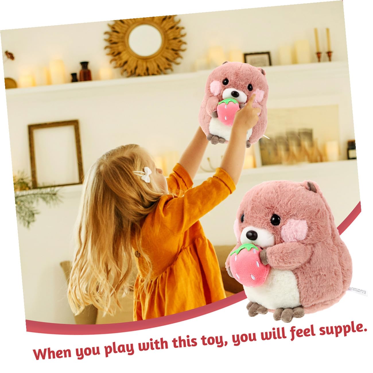 Muñeco y PP Cotton Rosa de Peluche de Felpa 1 Pieza de Marmota | Detalles Finos, Tacto Suave y Abrazable, Resistente Deformación, Decoración para Hogar y Coche