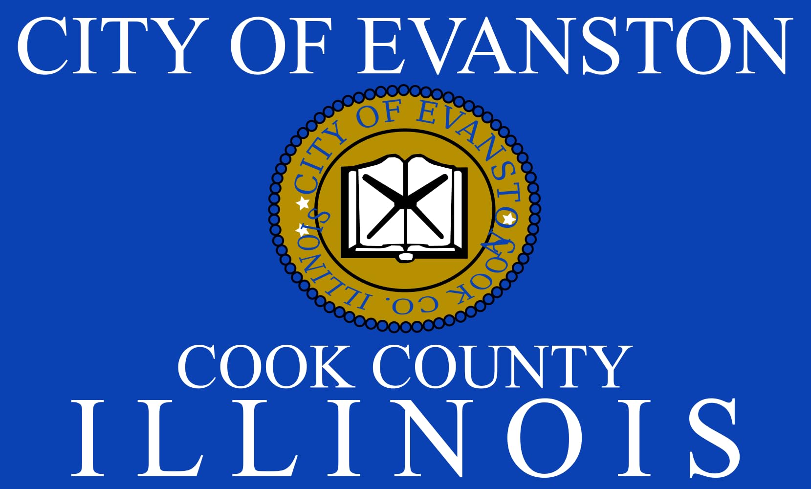 Drapeau Evanston Illinois 2015-2024 grand pavillon tissu commémoratif