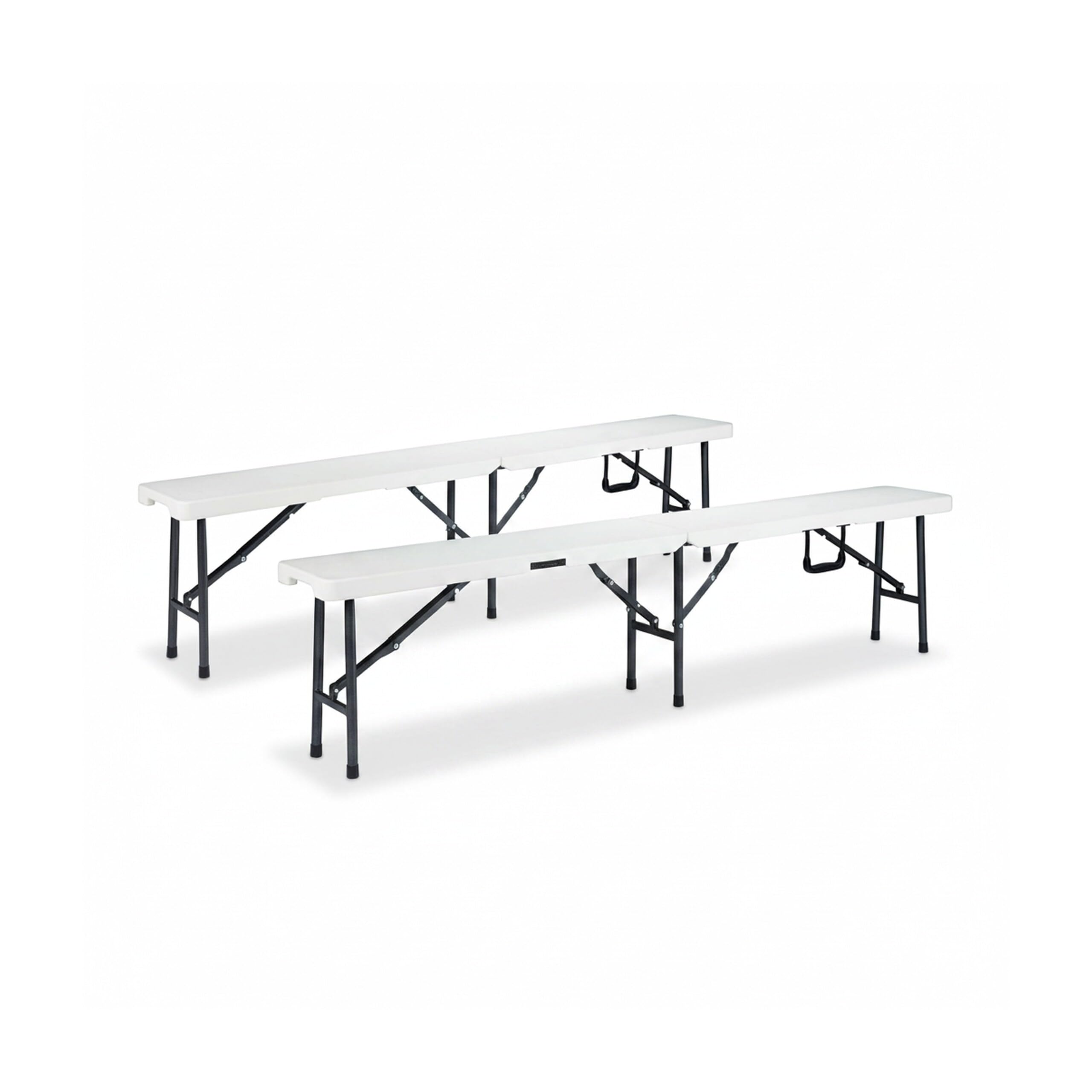 Relaxdays Panca da Birreria, Set da 2 Panchine Pieghevoli, Portatili, Facili da Lavare, Plastica, HLP 42x180x25cm,bianco