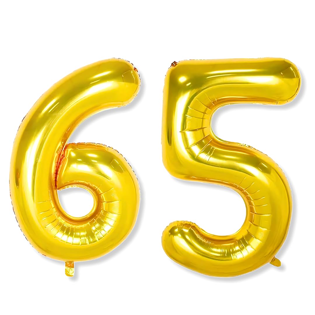 65 number Golden Foil Balloon 16 inch Size Birthday Decoration Items Pack of 2 | 65th Year Balloons | Sixty Five-image-39