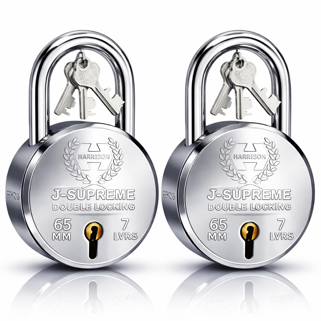 Harrison Padlocks/Round Padlock 65mm 7 Lever with 3 Keys J-SUPREME-0672 Double Locking Pack of 1/Padlock, Padlocks, Locks for Home, Locks for Main Door, gate — Amazon image 14