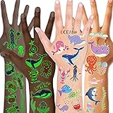 Konsait 130+pcs Glow In The Dark Ocean Sea Life Party Supplies Tropical Fish Whale Temporary Tattoos...