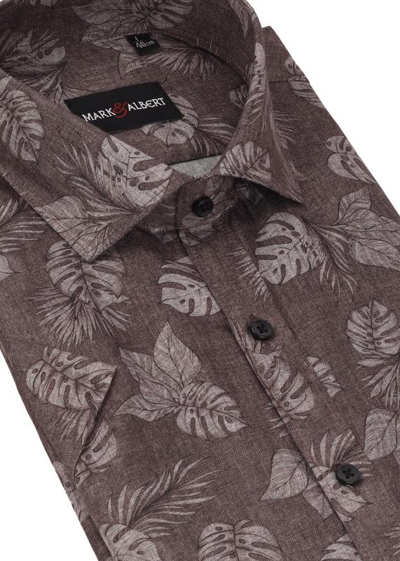 Image of MARK & ALBERT Men's 100% Cotton Half Sleeves Slim Fit Mens Shirt