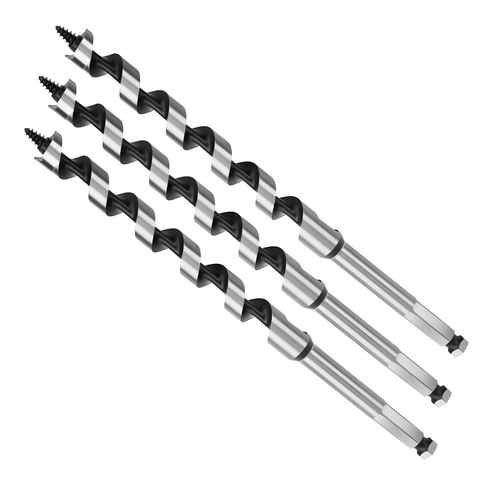 MOXPIFY Wood Auger Drill Bits, 3pcs 15mm Timber Drill Bits 230mm Long Hex Shank, Extra Long Drill Bits Wood For Woodworking (3pcs x 15mm x 230mm) — image 1