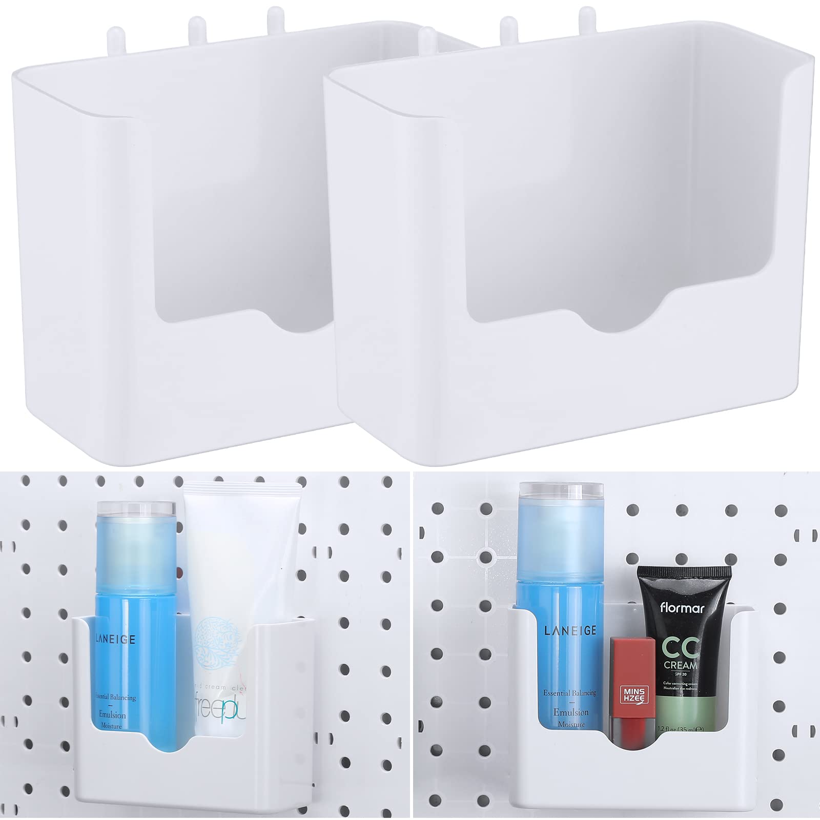 Buy 2 Pcs Pegboard Containers White Pegboard Accessories Peg Board