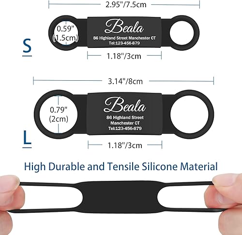 Miniatura 2 de JATEBI Paquete de 2 etiquetas personalizadas para perro, etiquetas de identificación de mascotas deslizables, etiquetas de perro de acero