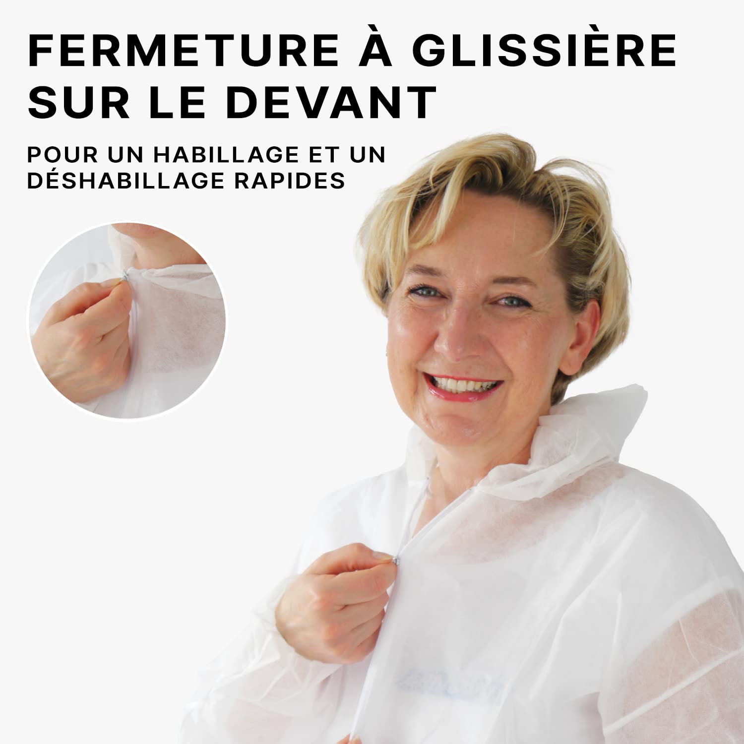 ARNOMED 10x Combinaison Jetable XL, Combinaison Travail Homme & Femme, Combinaison Jetable de Peintre & Bâtiment, Combinaison de Protection & Amiantée, Combinaison Sécurité (Blanc)