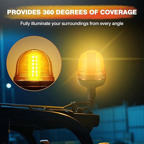 Miniatura 5 de Luz estroboscópica LED, 12 V-24 V ámbar 60 LED giratorio de advertencia de emergencia de seguridad intermitentes luces de baliza para vehículos