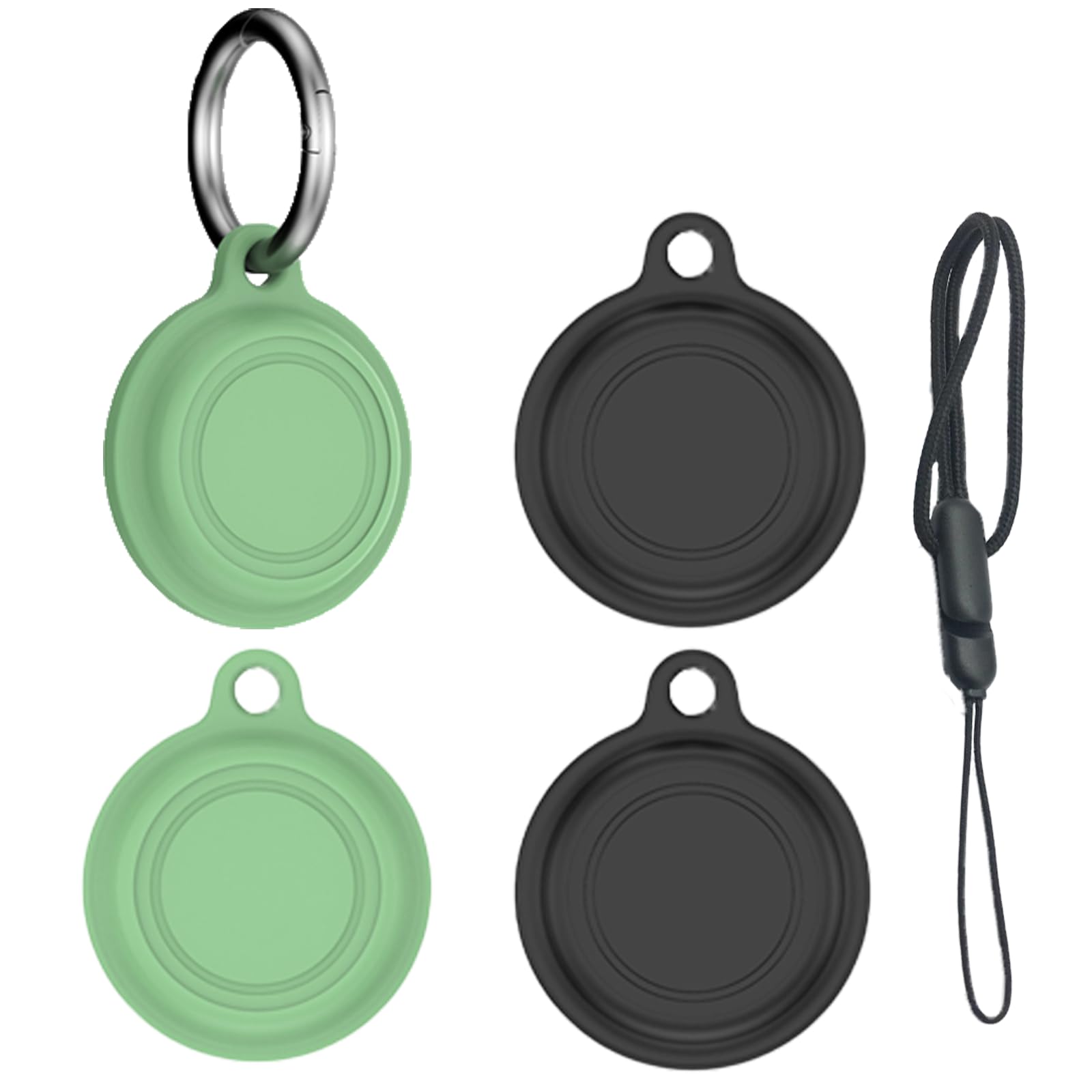 [4pack] Case for Motorola Moto tag,NOUKAJU Silicone Protective Cover(with Round Buckle + Lanyard) Drop-Proof,Scratch-Proof,Dust-Proof,Protective Case for Moto tag(Black + Green)