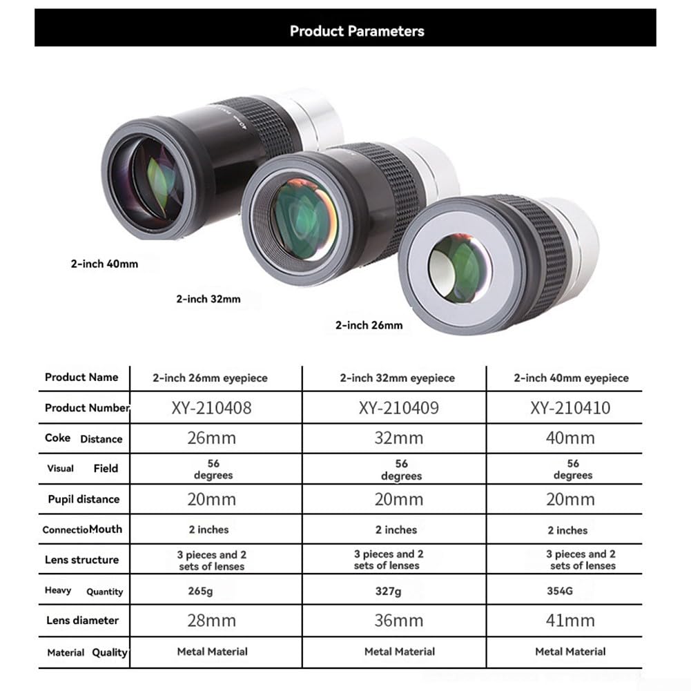 Télescopes astronomiques Lentille Plossl oculaire 26 mm 32 mm 40 mm Revêtement multicouche Verre optique HD multicouche pour télescope d'astronomie (26 mm)