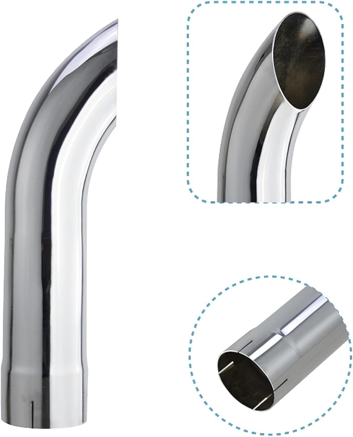 A-KARCK 5 Inch OD Polished Stainless Steel Miter Angle Cut Diesel Smoker Exhaust Stack Tip Diesel Exhaust Tip 24" Long