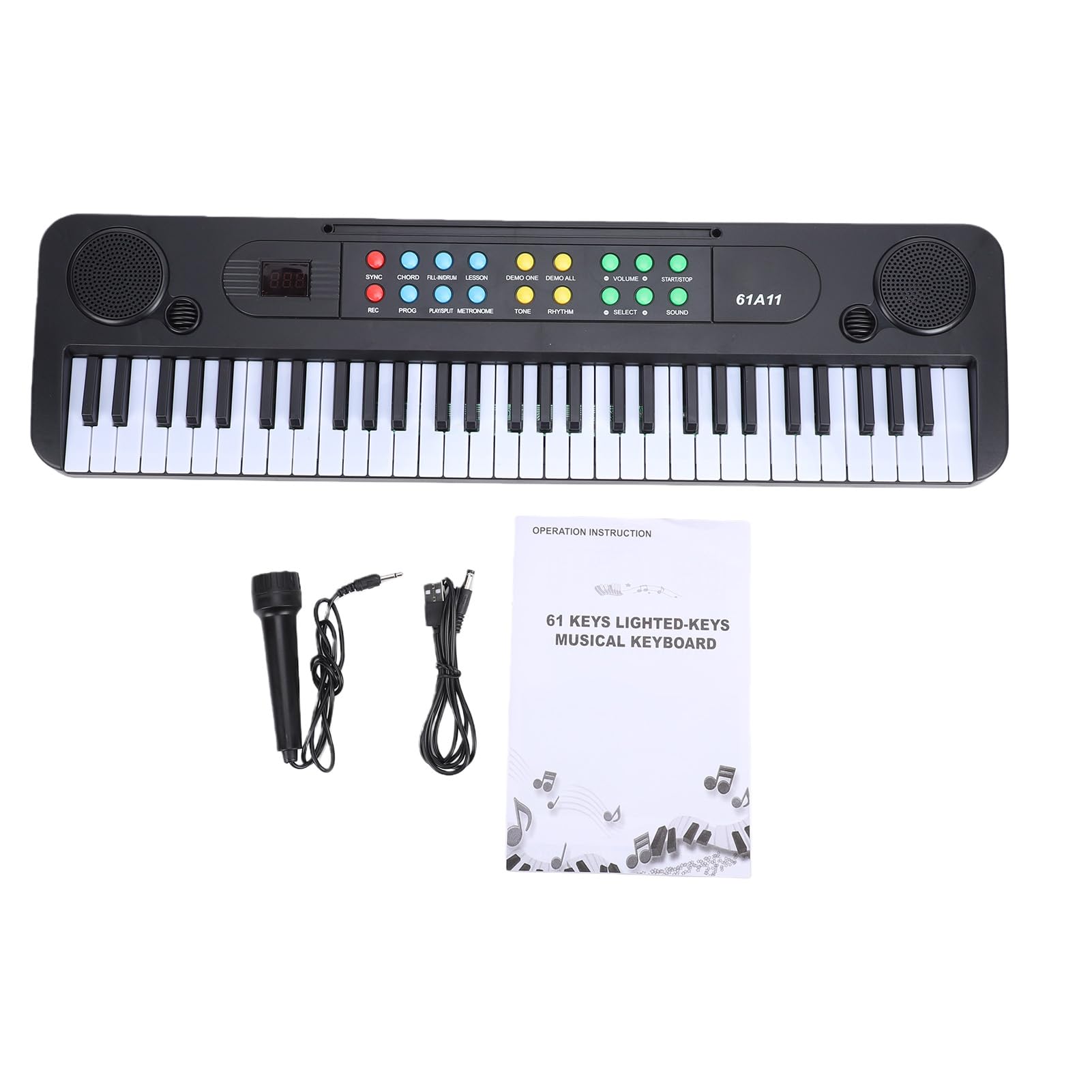 Tastiera Elettronica Portatile a 61 Tasti 200 Toni 200 Ritmi per Principianti a Casa Pratica e Educazione Musicale