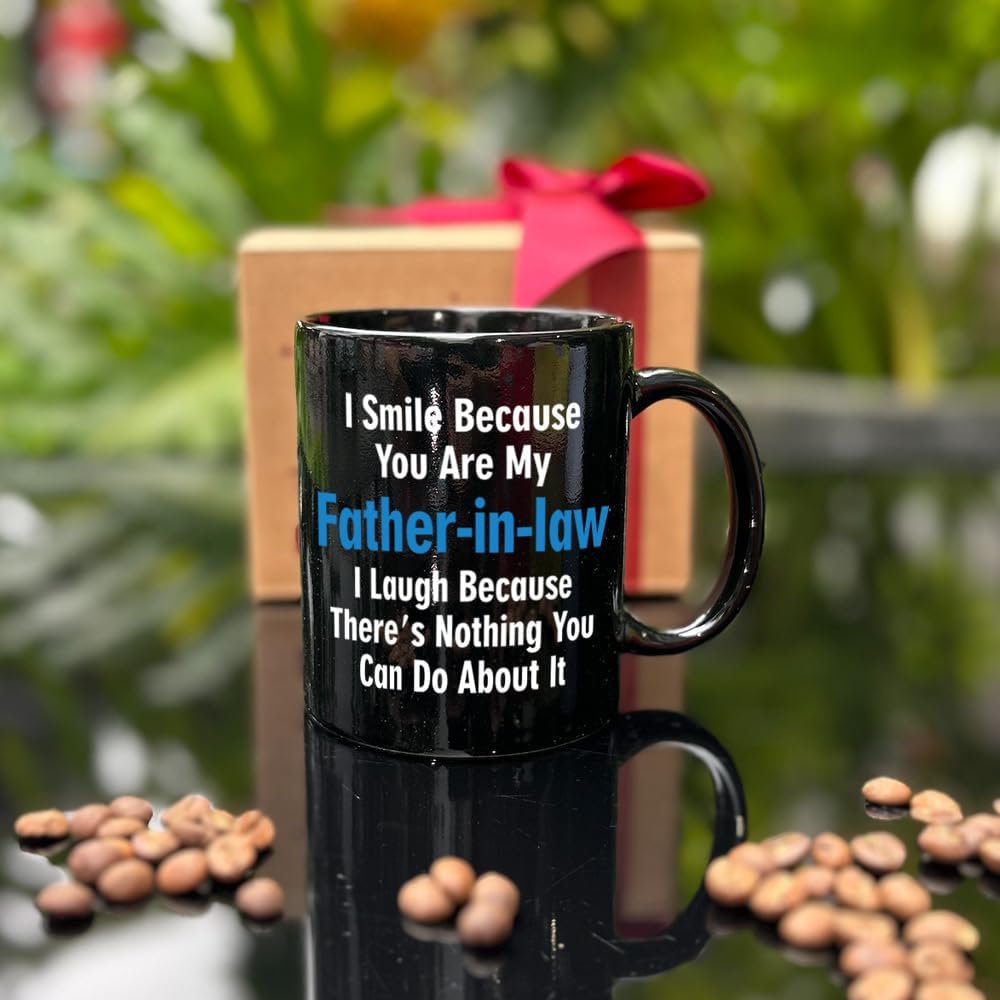 Funny Father In Law Gifts for Men Dad - I Smile Because You’re My Father in Law Mug Birthday Christmas Gifts for Dads Daddy Grandpa - Dad Birthday Gift from Daughter Son-227 - Image 4