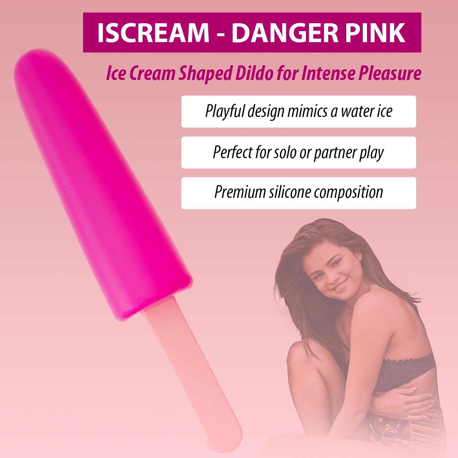 Love To Love iScream Silicone Waterproof Dildo - Innovative Freezable & Heatable Design, Ultimate Pleasure Sex Toys for Adults, Versatile Adult Toys for Couples & Singles, Premium Sex Toy: Danger Pink