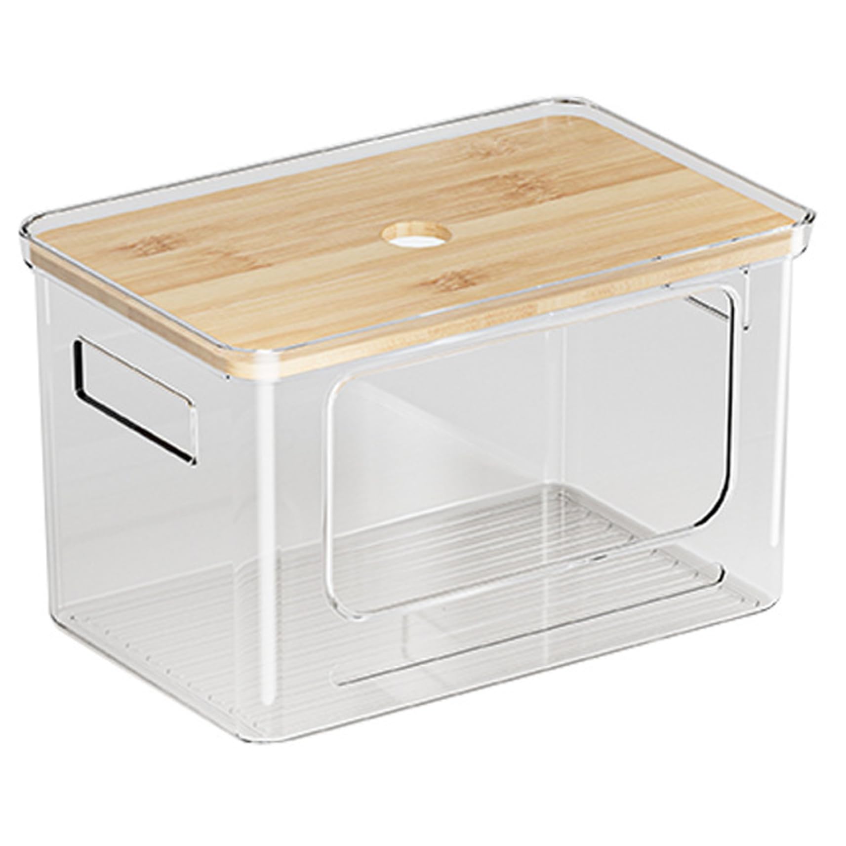 Uanqfegy Trash Bag Dispenser, Large Capacity Clear Organizer - with Bamboo Top for Under Sink Storage, Kitchen Pantry