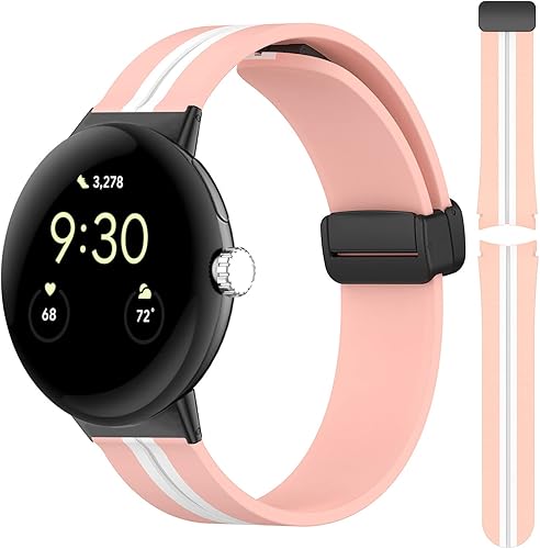Miniatura 1 de Miimall Compatible con Google Pixel WatchPixel Watch 2 bandas de silicona, hebilla magnética de silicona suave impermeable pulsera deportiva