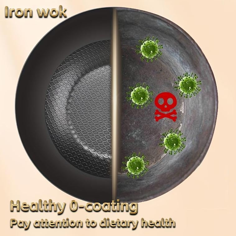 Image of Lucario Carbon Steel Wok Wok Pan, Non-Stick Surface Woks & Stir-Fry Pans Pre-Seasoned Chinese Wok Pan for Induction, Electric, Gas Stoves Cooking (30CM,11.8 inch)