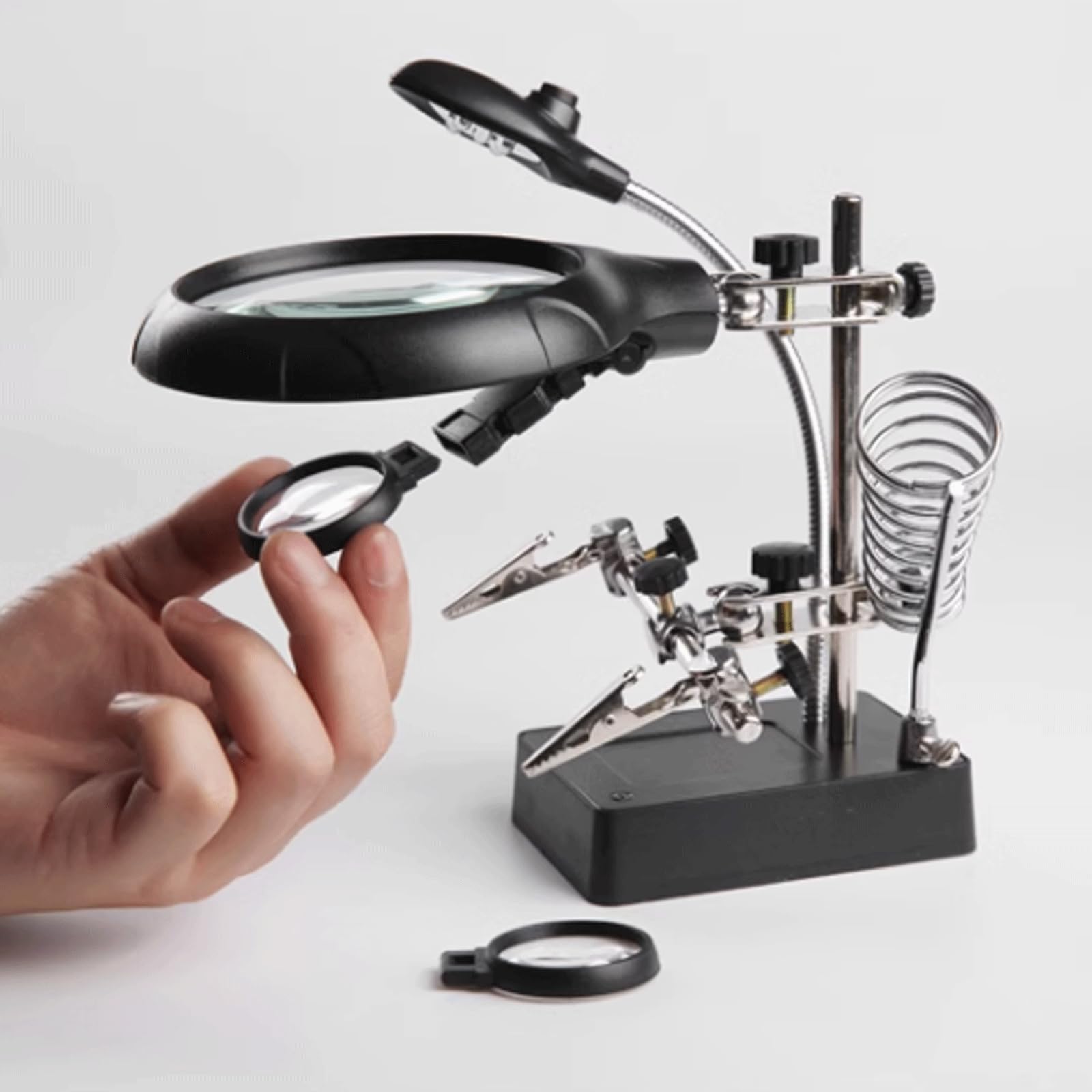 DOUKI Lupa de micrograbado, Lupa de Escritorio, 3 Gafas, Lupa con Base Pesada Utilizada como Reloj, reparación de teléfonos móviles