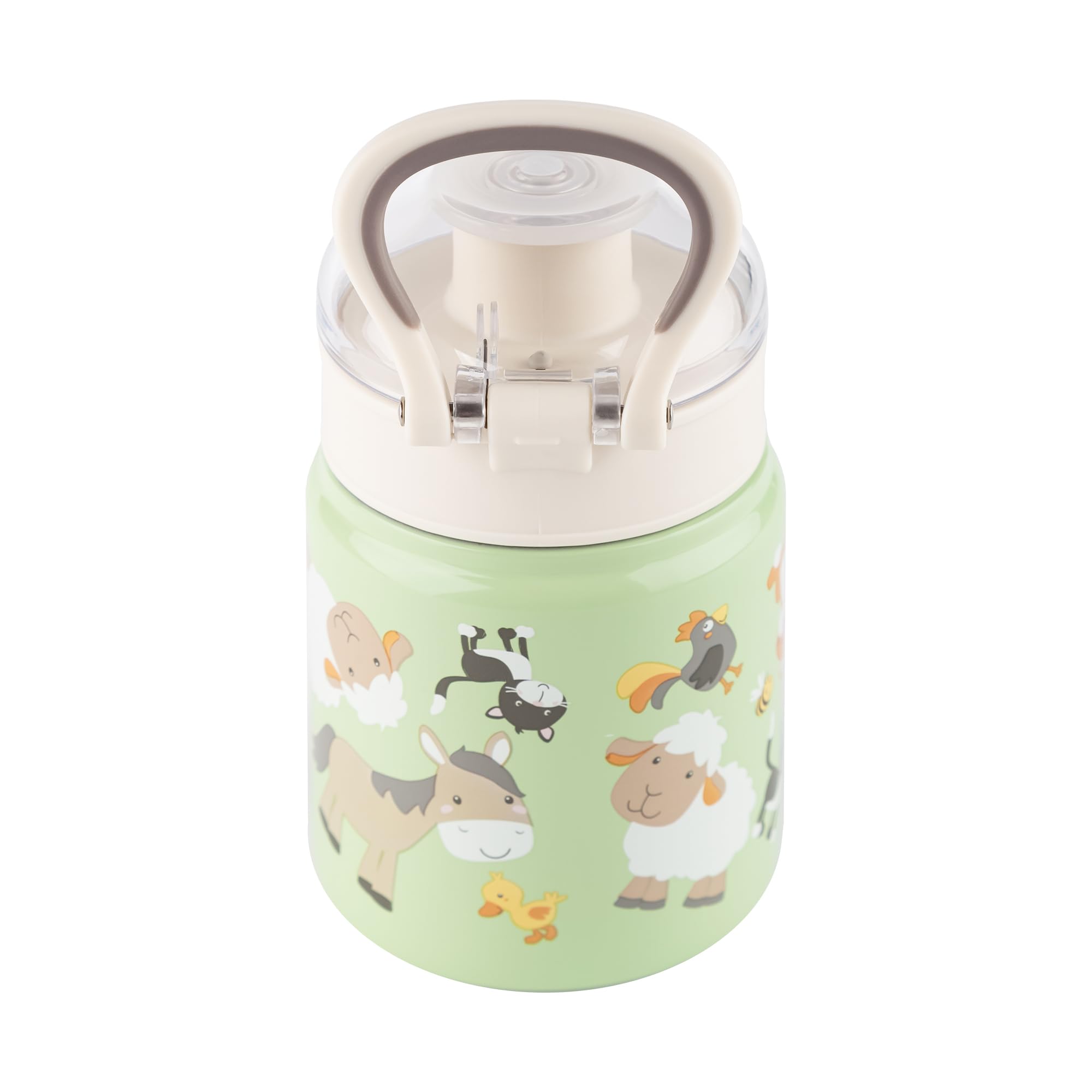 Sigikid Botella de agua de acero inoxidable, 400 ml, diseño infantil de granja
