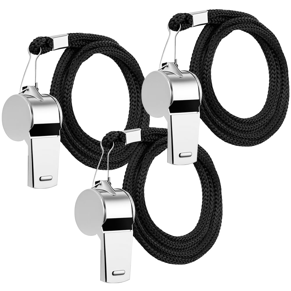 Silbato de Acero Inoxidable con Cordón 46cm para Árbitros, Entrenadores, Salvavidas