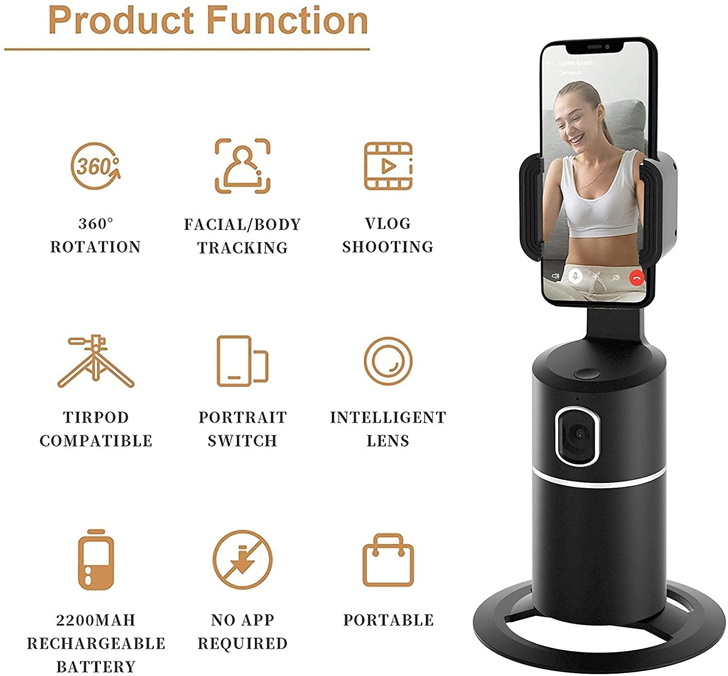 Soporte inteligente QUYY para teléfono móvil, seguimiento automático de la cara, trípode de seguimiento de IA para selfie, palo inteligente para transmisión en vivo, grabación de vídeo,