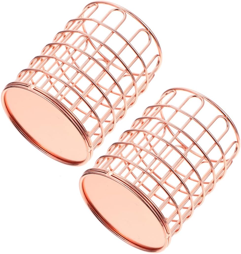EXCEART 2pcs Wire Metal Pencil Cup Holder Stylish Makeup Brush Storage for Desk Organization Smooth Edges Capacity for Office and Home Use