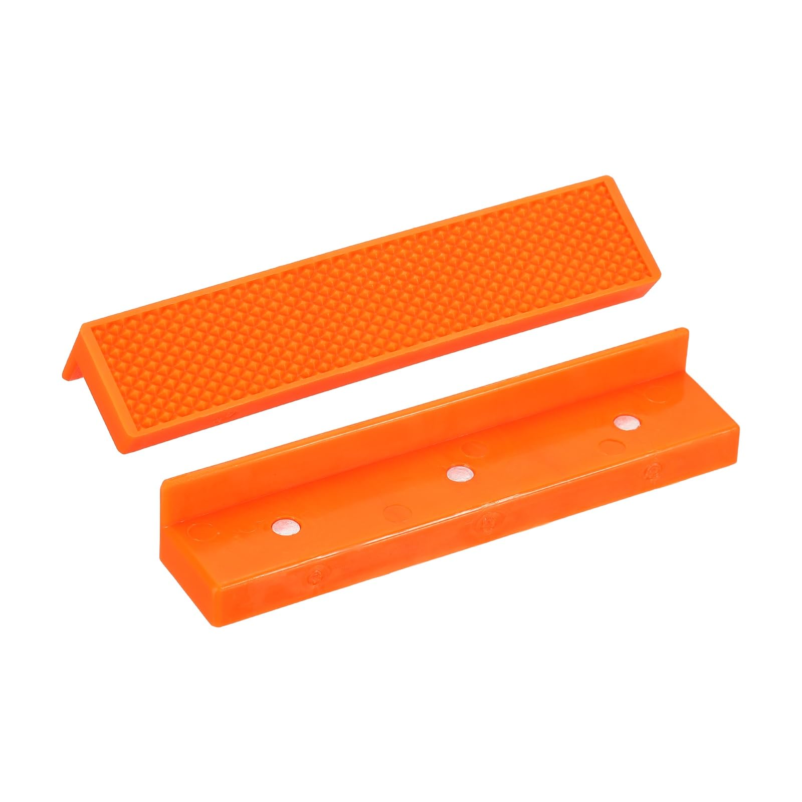 sourcing map 1 Set Vise Jaw Pads 5" Rubber Flat Magnetic Vise Soft Jaws Standard Anti-Scratches Vice Covers Tools for DIY Making Woodworking Clamping Plumbing, Orange