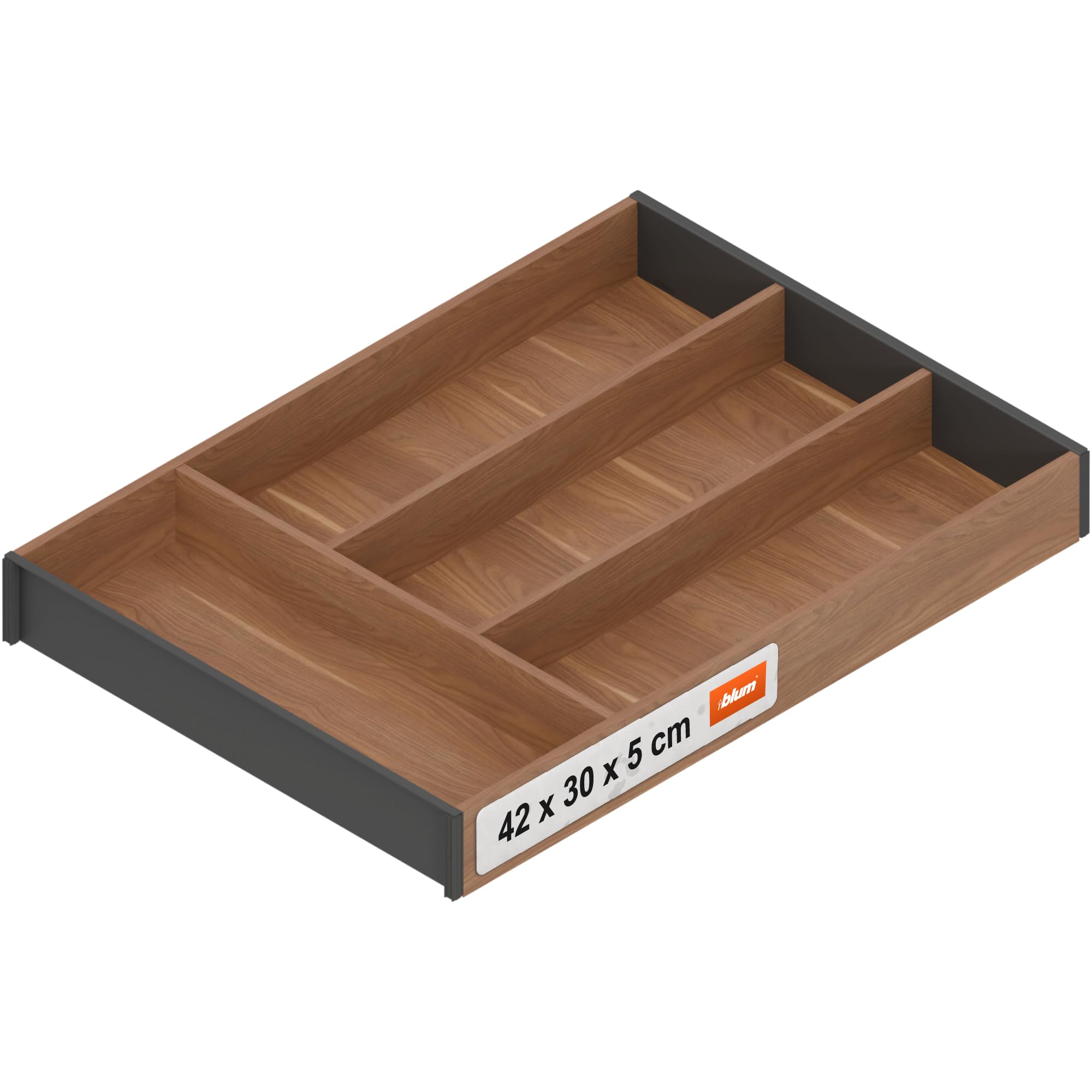 blum AMBIA-LINE wkład na sztućce | premium organizer szuflady do nowoczesnych kuchni i mebli | porządkuje sztućce | z nóżkami antypoślizgowymi | 42×30×5 cm | Orzech Tennessee