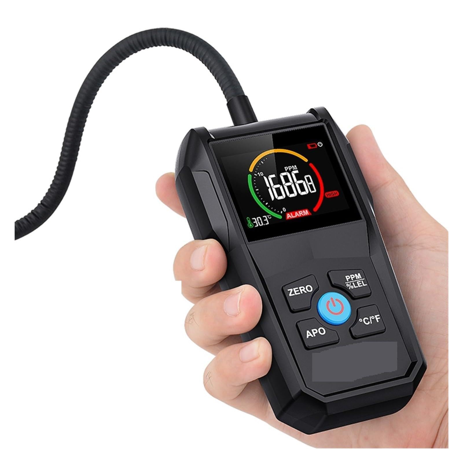 Analizador de Combustión, Detector de gas combustible Probador de fugas de gas de alta precisión VA Pantalla inversa Alarma de luz y sonido Monitor de gas inflamable