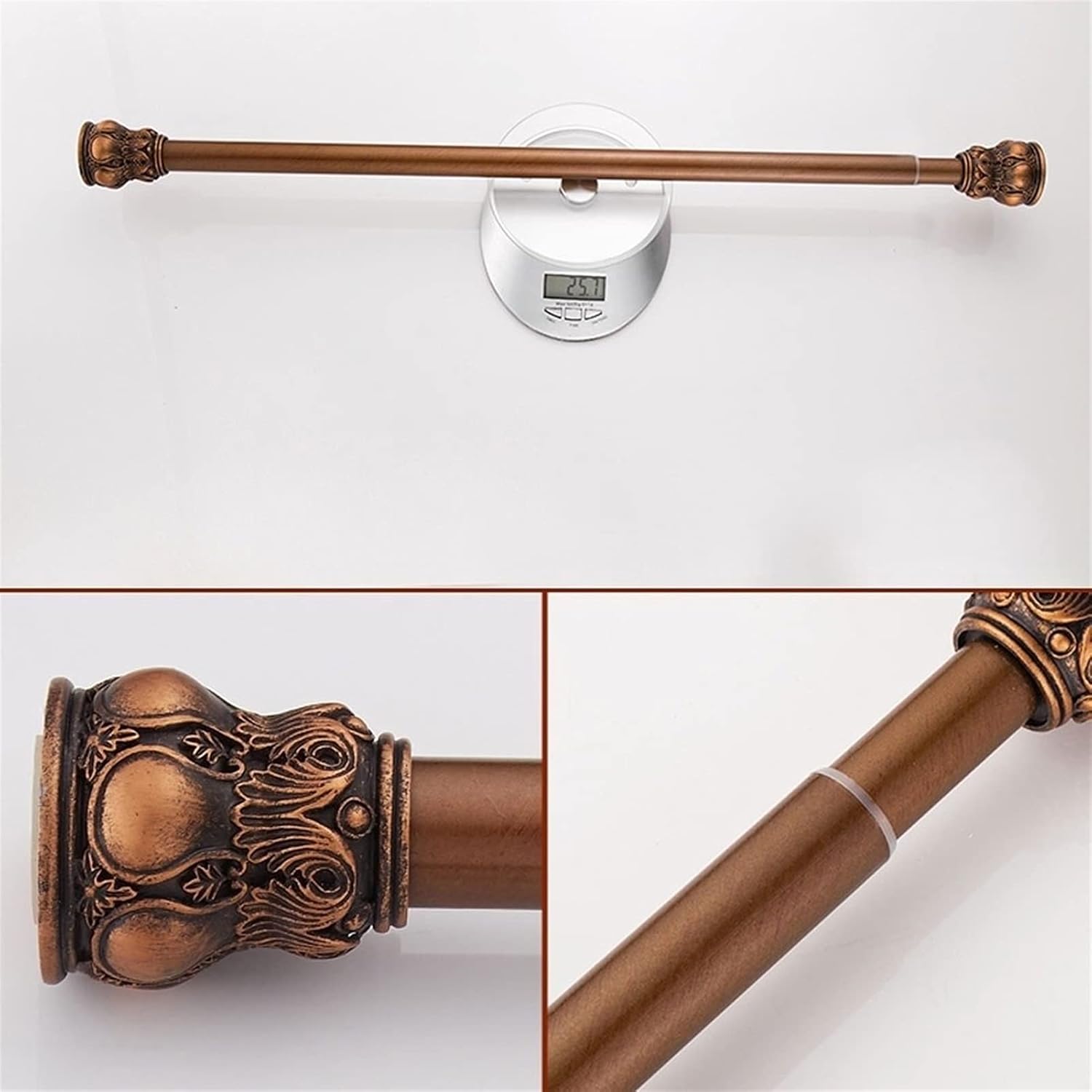 Shower Curtain Rod,Vintage Style Shower Rod, Antique Punch-Free Telescopic Rod, Hanger, Curtain Rod, Shower Curtain Accessories, 120~200cm