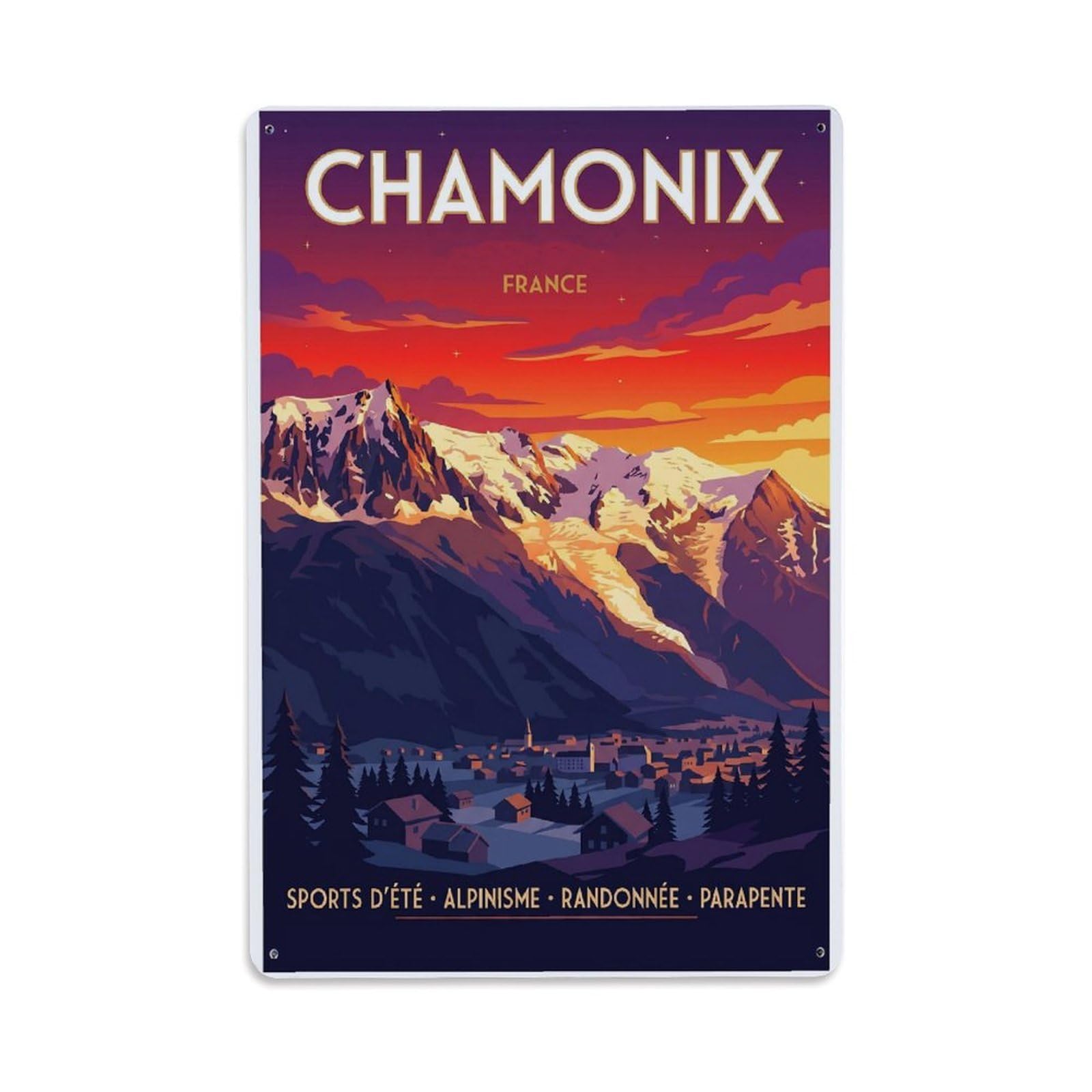 Olhnbad Style Mountain Alpine Travel Chamonix France Vintage Metal Tin Sign