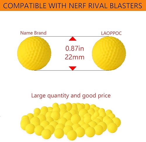 Miniatura 2 de 100 Rounds Refill Pack Balls Ammo Compatible with Nerf Rival Gun, Laoppoc Ammo Yellow Bulk Foam Bullets Ball Replacement Refill Pack for Blasters