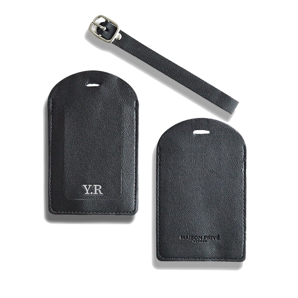 Personalised Luggage Tags – Luggage Tags For Suitcases – Leather Suitcase Tags – Leather Luggage Tag – Luggage Labels For Suitcases – Suitcase Tag Luggage Accessories (Black)
