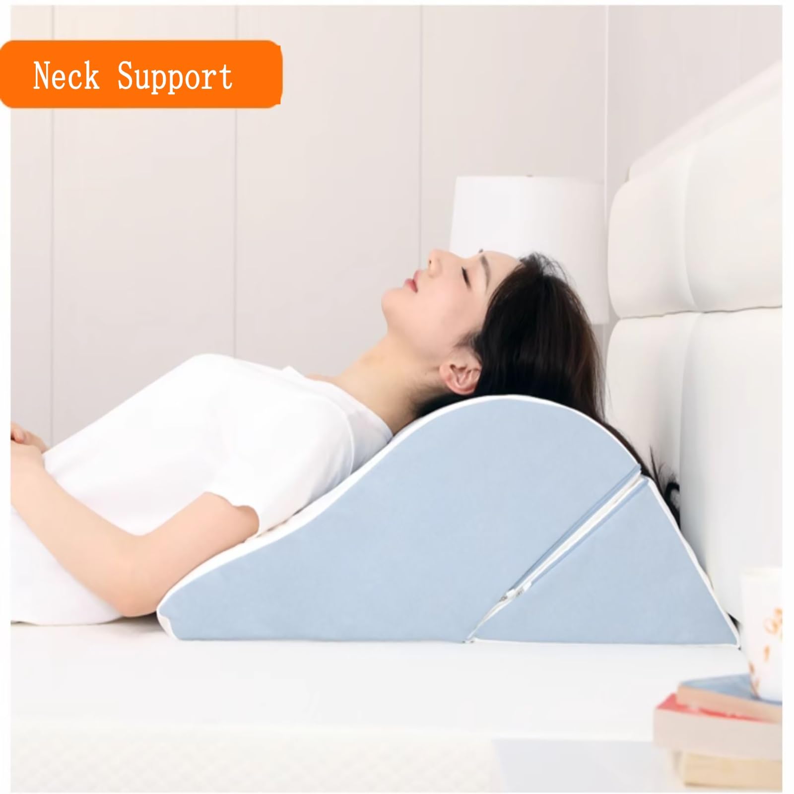 Cojín Triangular Plegable con ángulo Ajustable, Almohada de Soporte para piernas con Esponja de Alta Densidad, para elevación de piernas/Soporte de Rodillas/Alivio del Dolor de cad