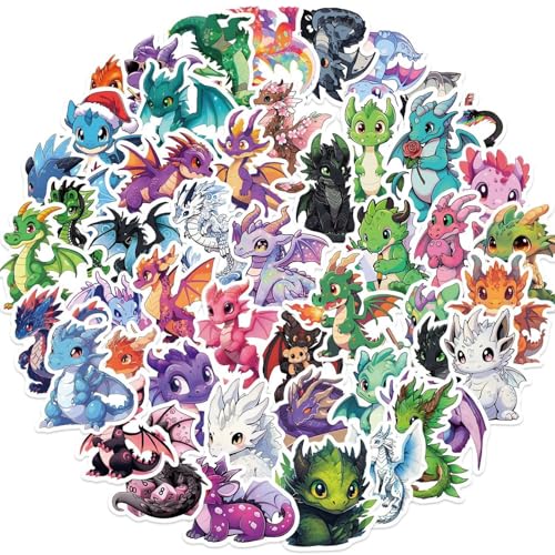 50Pcs Fire Dragon Stickers Fantasy Dragons Water Bottle...